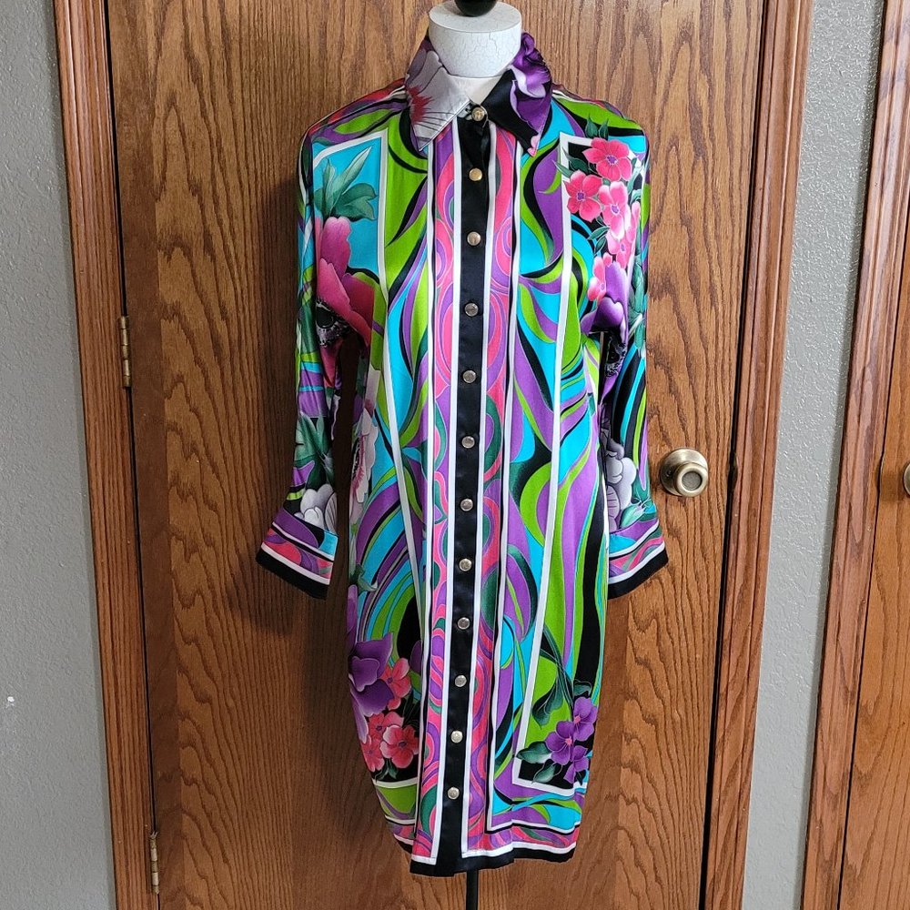 Caché vivid print silk dress